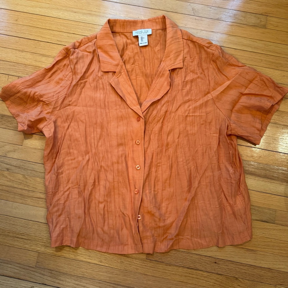 Rachel Zoe Orange Casual Button Down Shirt L